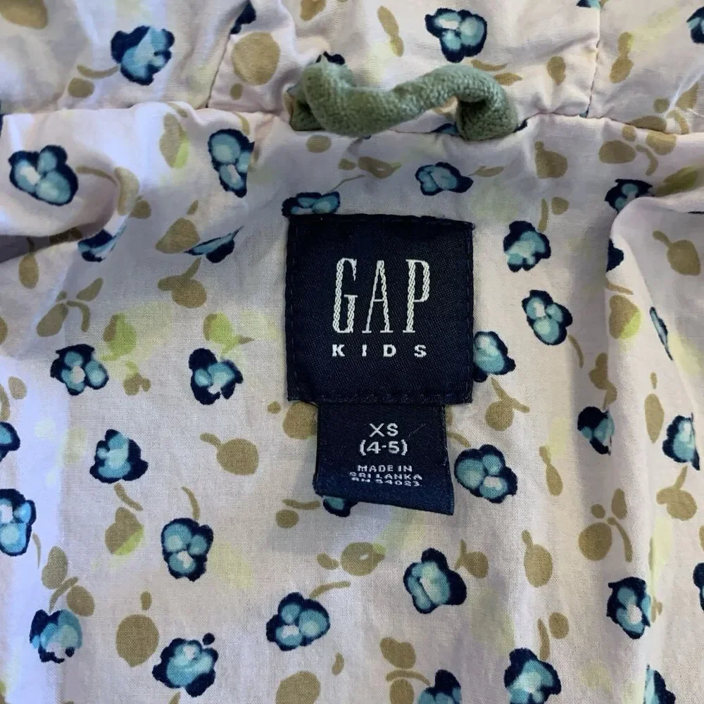 Baby Gap Green Velvet Utility Coat Jacket Girls XS 4-5